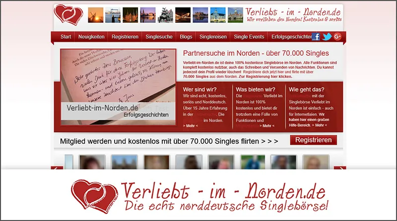 Startseite von Verliebt-im-Norden.de (Screenshot)